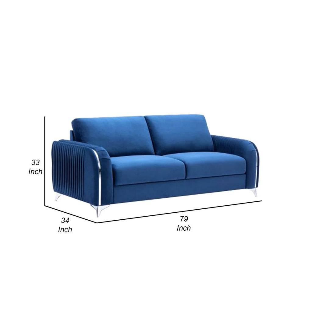 Blue Velvet Solid Pine Wood Sofa N1240