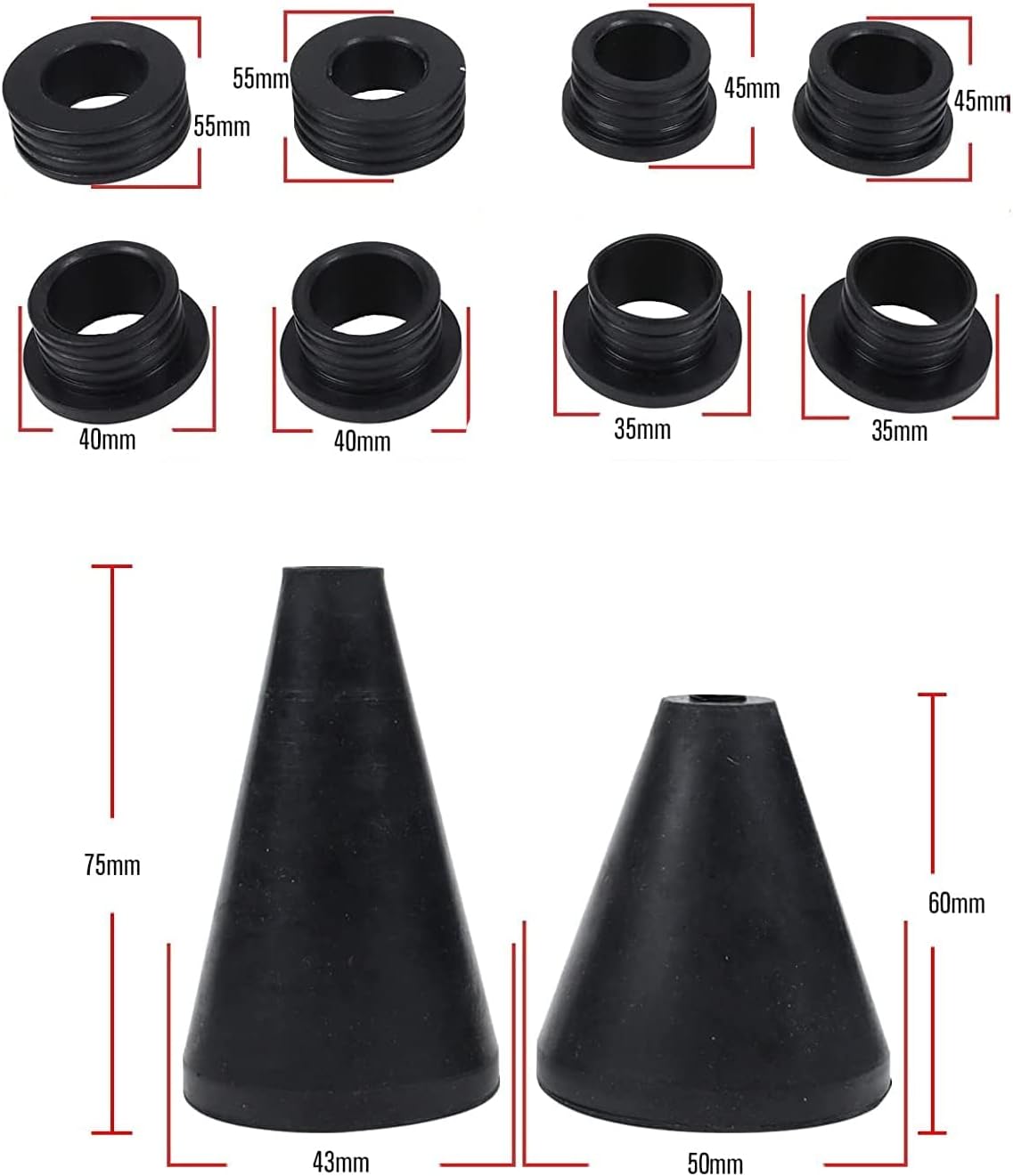 Coolant Vacuum Refill Kit with 8 Rubber Sleeves & 2 Adapter Cone Plug G626881