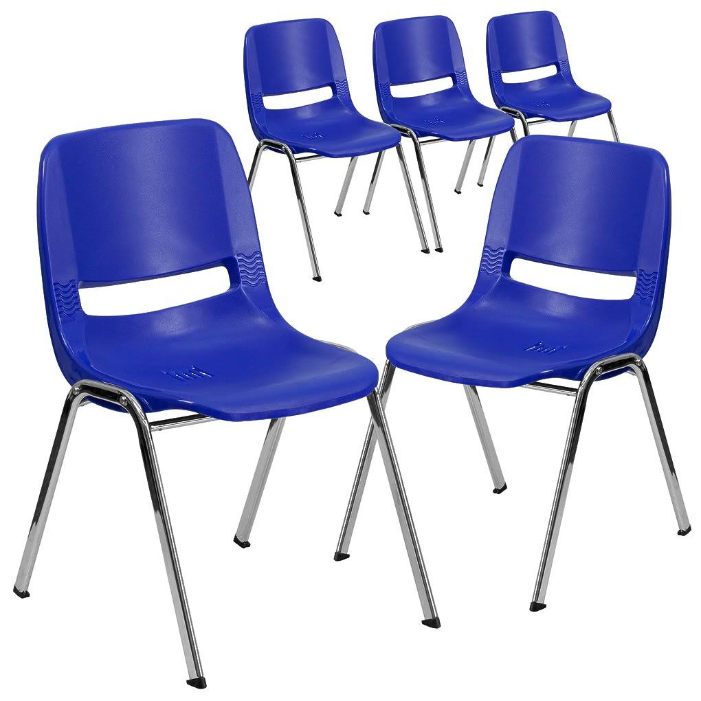 Navy Ergonomic Shell Stack Chair with Chrome Frame V7176