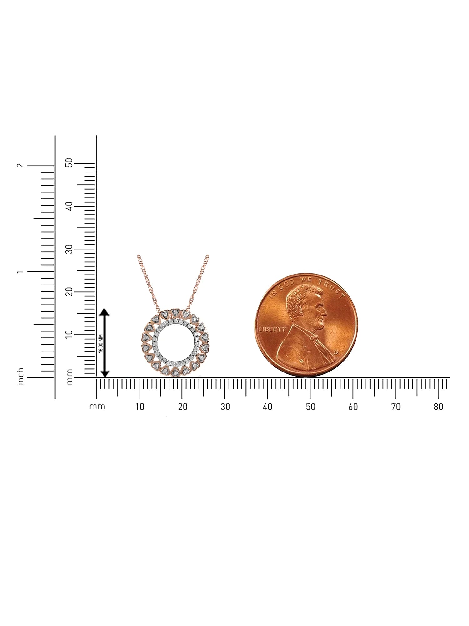 10K Rose Gold Filigree Heart Circle Necklace V19019