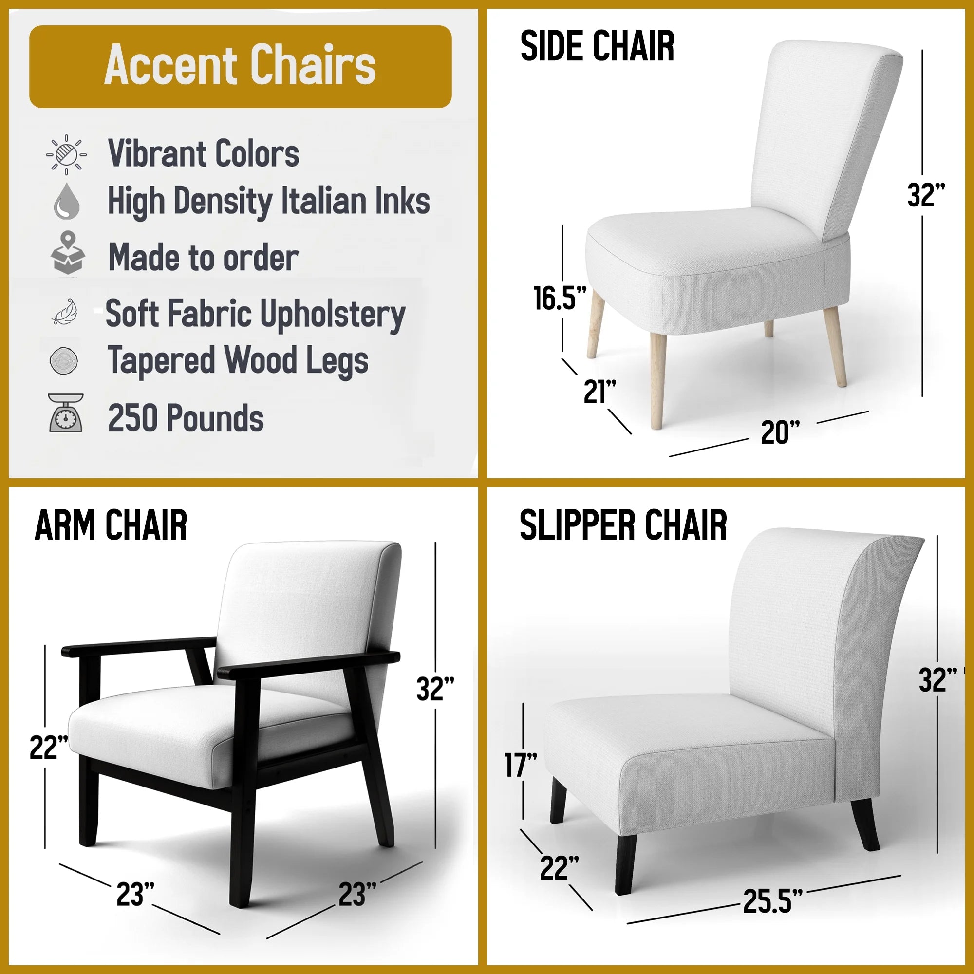 Yellow Peony Flower Upholstered Accent Chair and Arm Chair H924
