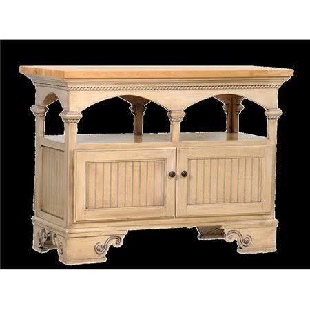 Antique Black Poplar Kitchen Island with Oak Top Q397729
