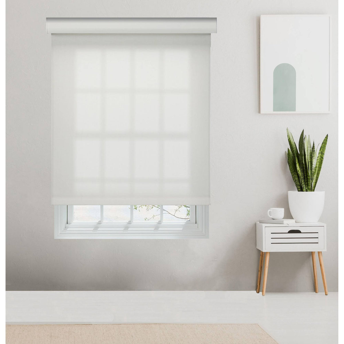 Custom Cordless Cassette Solar Roller Shade, 30 W x 66 H White D82492