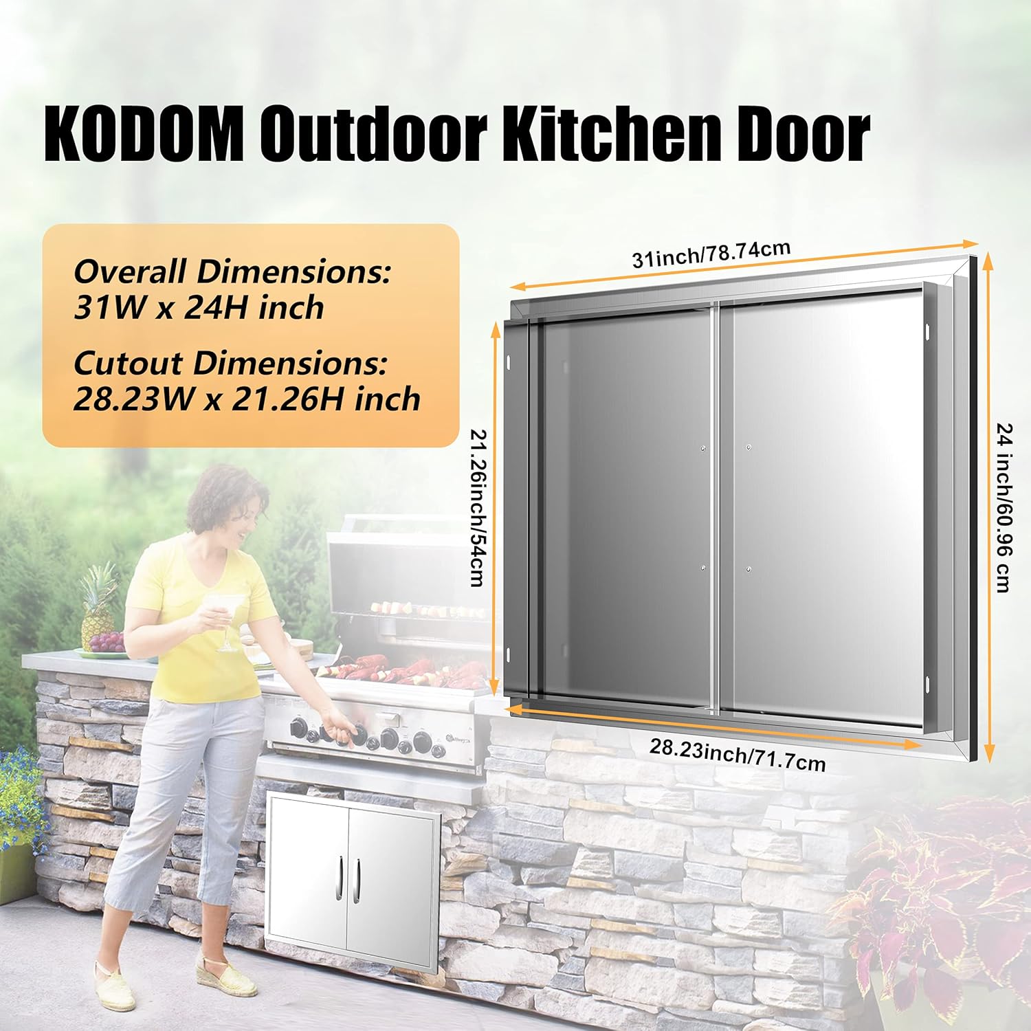 Stainless Steel BBQ Access Door 17W x 24H Inch A972