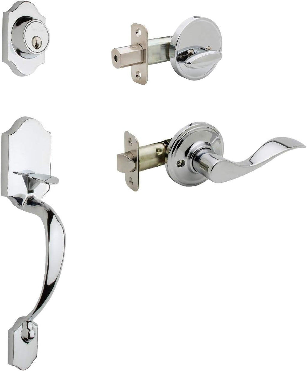 Polished Stainless Front Door Handle Set, Pack of 2 D290