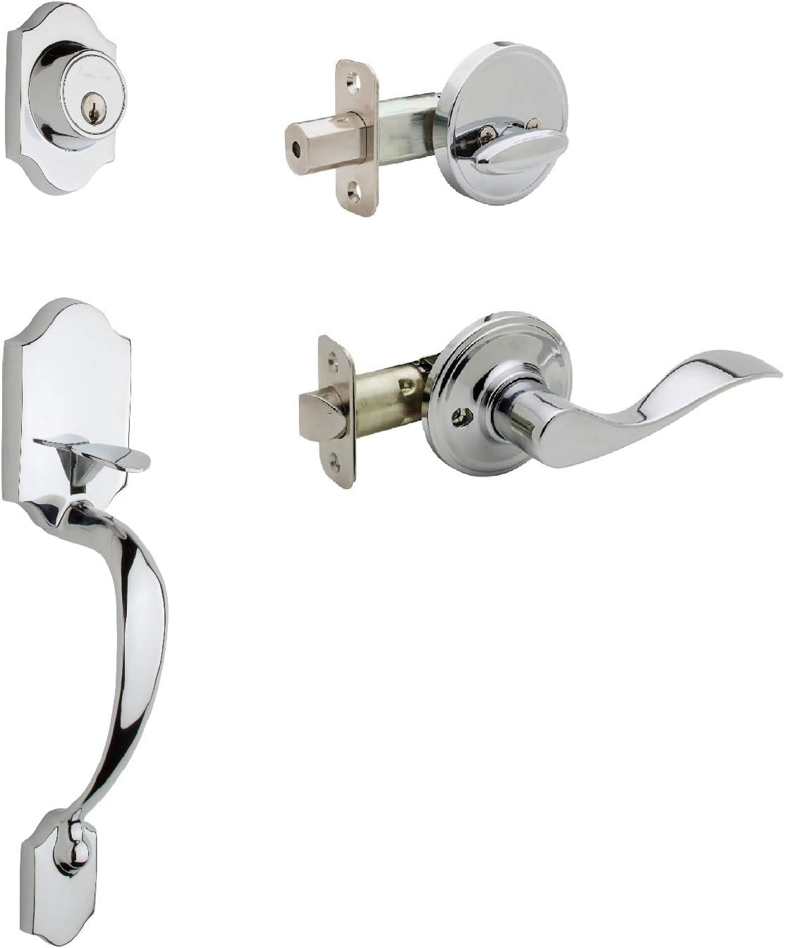 Polished Stainless Front Door Handle Set, Pack of 2 D290