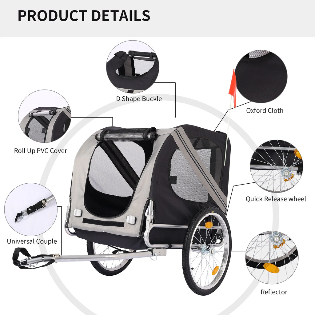Yellow Foldable Pet Stroller Dog Carrier Bicycle Trailer A256
