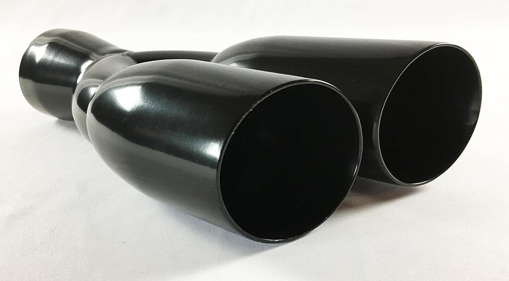 Black Stainless Steel Dual Round Slant Angle Exhaust Tip G4193
