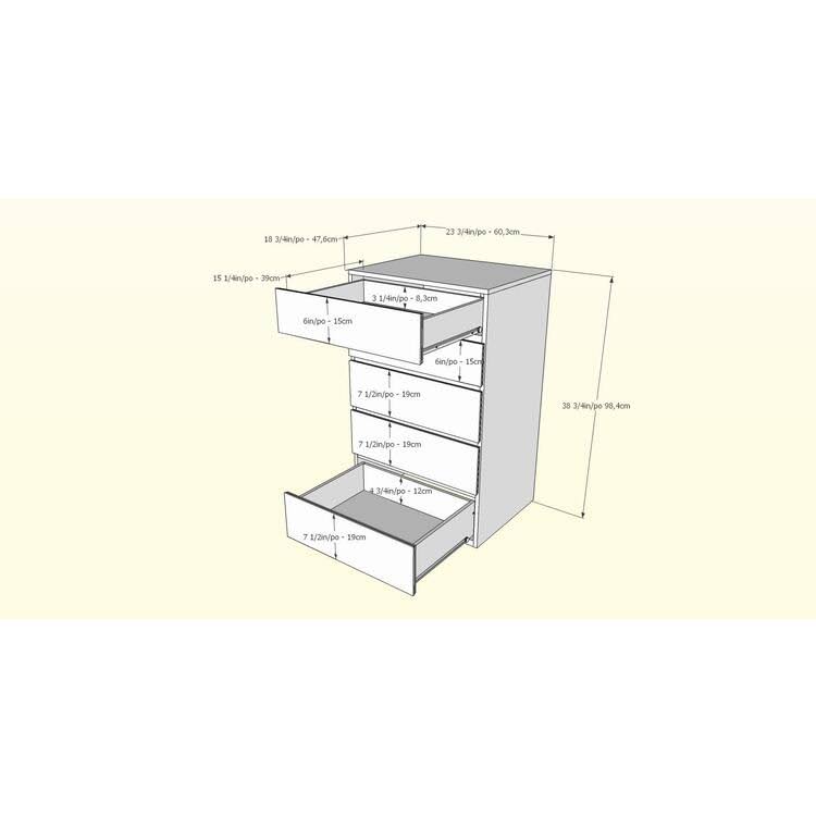 White Five Drawer Chest W81286