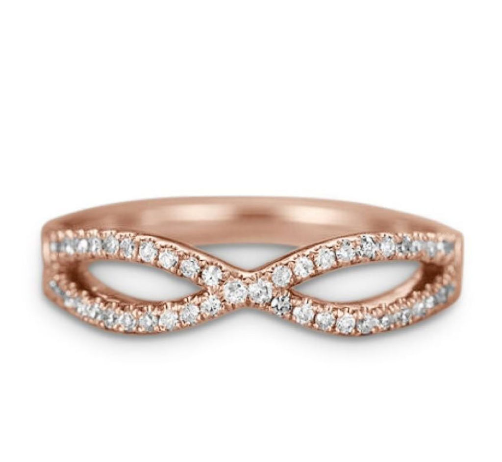 .15 ct Diamond Twisted Stacking Ring in 10K Rose Gold P5907