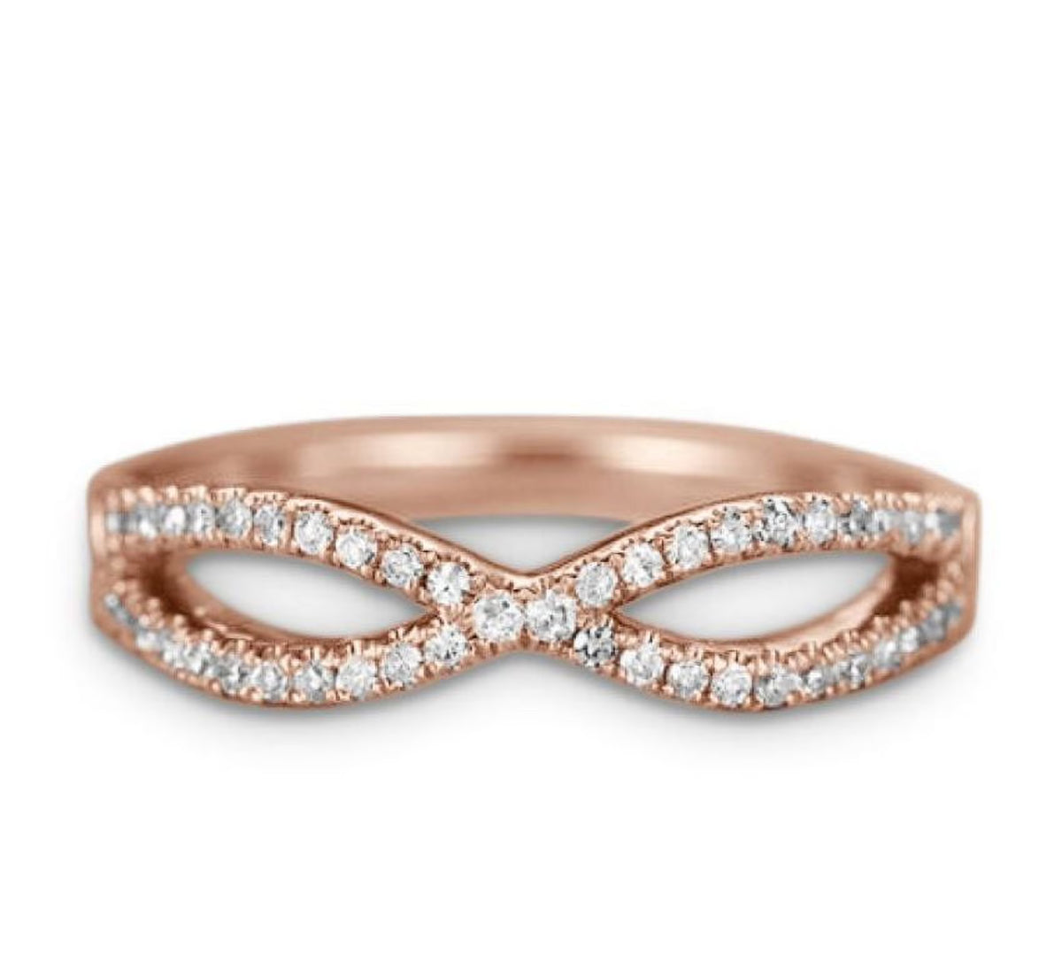 .15 ct Diamond Twisted Stacking Ring in 10K Rose Gold P5907