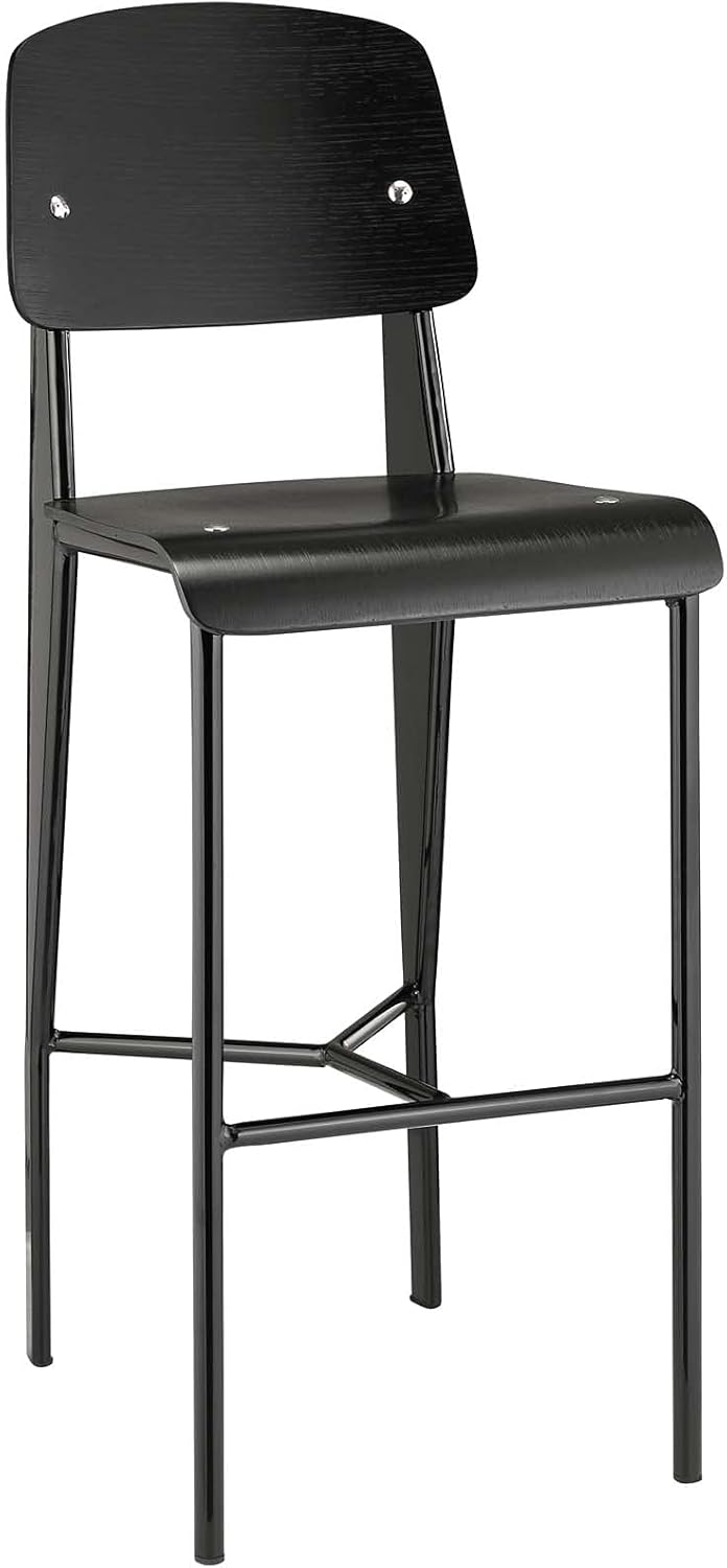 Black Wood and Metal Counter Bar Stool U8968