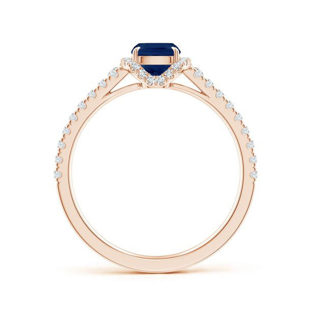 1.26CT Sapphire & Natural Diamond Halo Ring 14K Rose Gold V3947