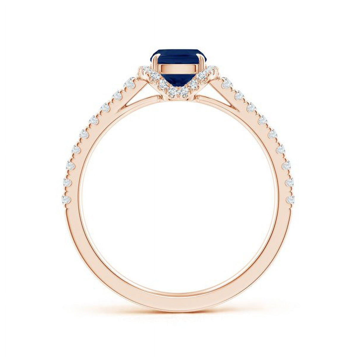 1.26CT Sapphire & Natural Diamond Halo Ring 14K Rose Gold V3947