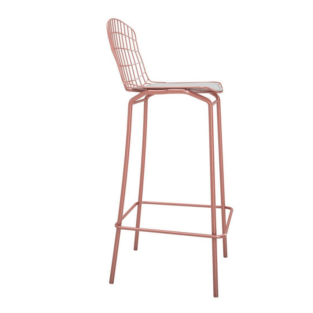 Rose Pink Gold and White Barstool Set of 3 K8019