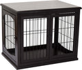 26'' Wooden Dog Cage Pet Crate Kennel with Double Door, Dark Brown U4228