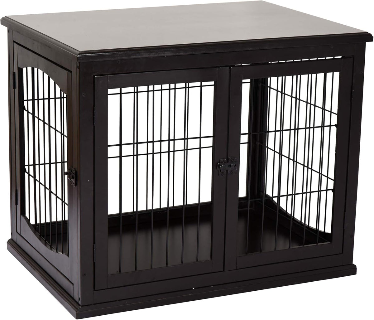 26'' Wooden Dog Cage Pet Crate Kennel with Double Door, Dark Brown U4228