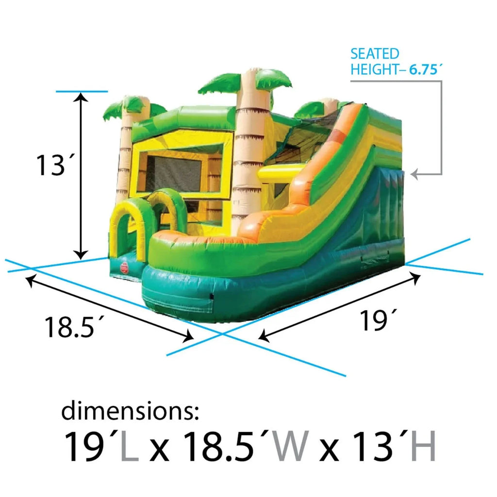 Tropical Inflatable Water Slide Bounce House Combo with Blower X478685