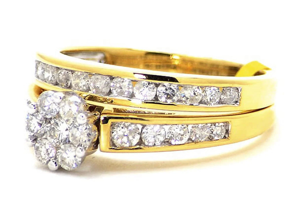 14K White Gold Diamond Cluster Flower Engagement Ring S200