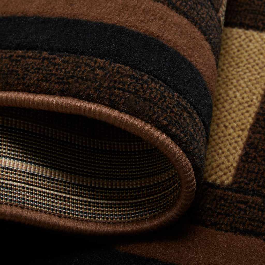 Black/Brown Layered Square Area Rug O251