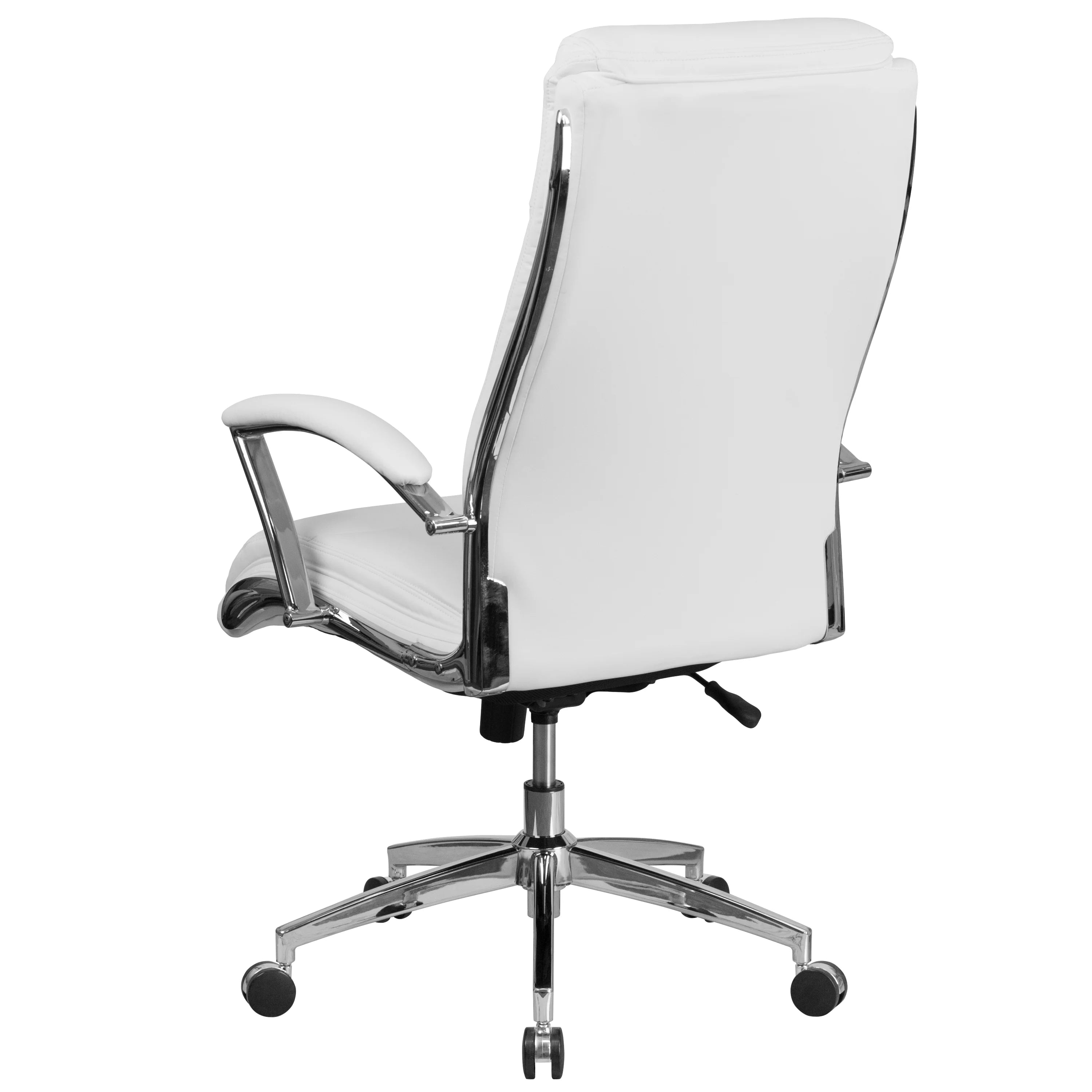 White LeatherSoft Executive Swivel Office Chair with Chrome Base and Arms X506629