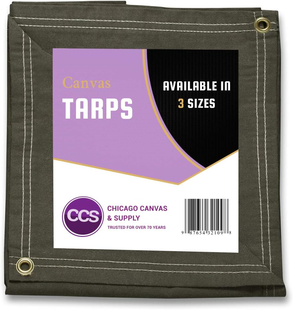 Olive Drab 10 by 12 Feet Waterproof Canvas Tarp with Rustproof Grommets W834