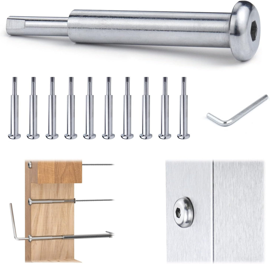 10Pair Cable Railing Kit Invisible 1/8 Swage Tensioner T316 Stainless Steel E95008