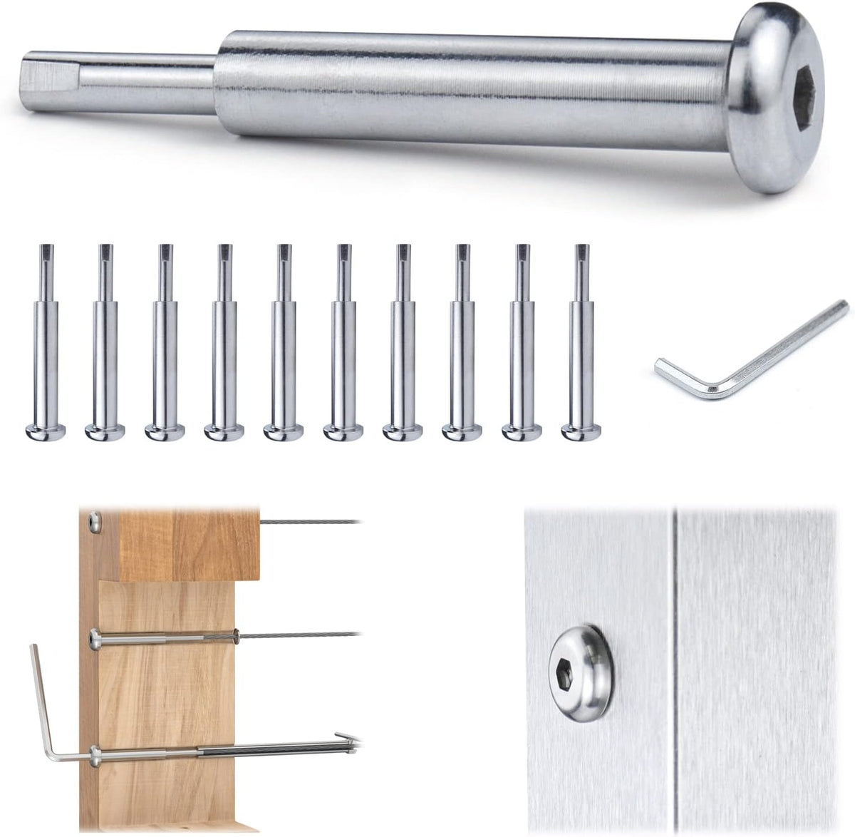 10Pair Cable Railing Kit Invisible 1/8 Swage Tensioner T316 Stainless Steel E95008
