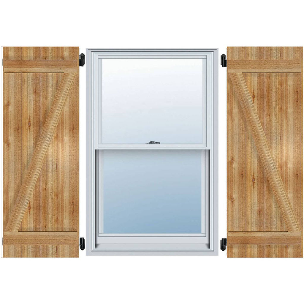 Rough Sawn Western Red Cedar Board-n-Batten Shutters with Z-Bar Z982696