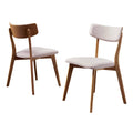 Set of 2 Light Beige Fabric Dining Chairs with Natural Oak Finish C4629