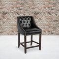 24x22H Tufted Walnut Counter Height Stool in Black LeatherSoft W523494