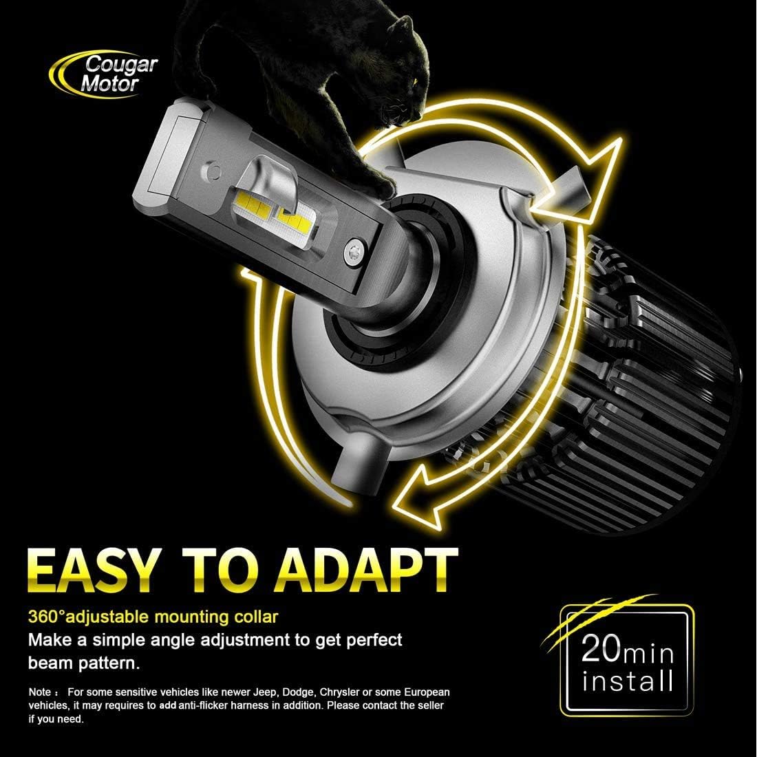 H4 LED Bulbs 16000LM 6000K Cool White Pack of 2 O595