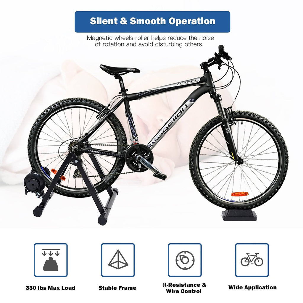 Magnetic Indoor Bicycle Trainer Exercise Stand 8 Levels - Black V4693