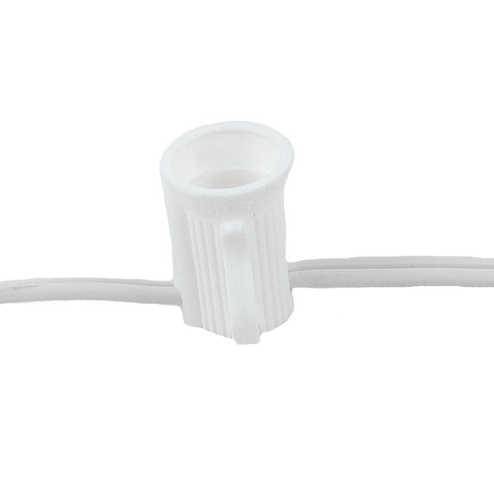 250 Foot C7 Christmas Stringer Bulk Reel, White Wire, Candelabra Base S3098