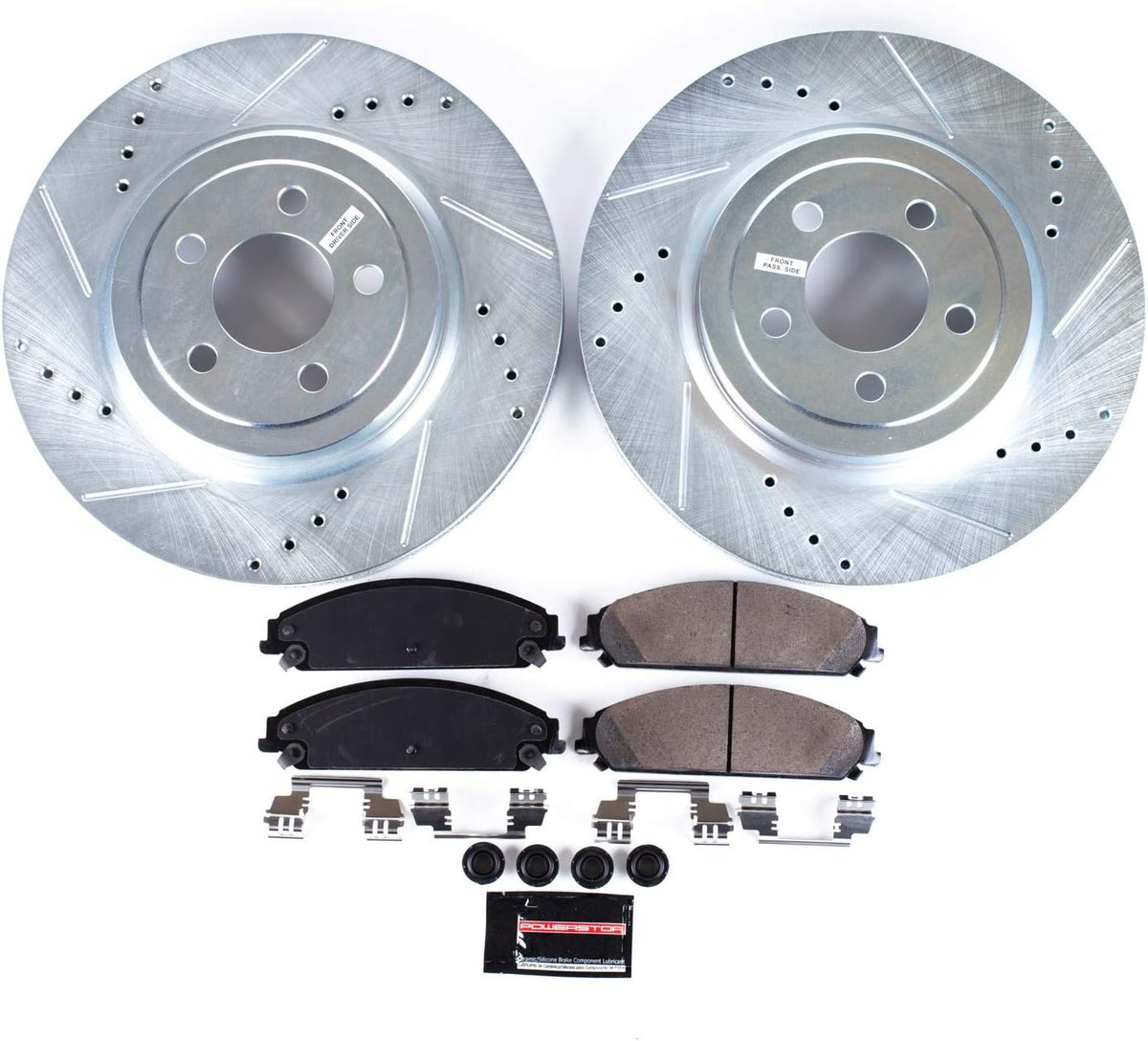 Front Z23 Carbon Fiber Brake Pads with Drilled & Slotted Brake Rotors Kit K23415
