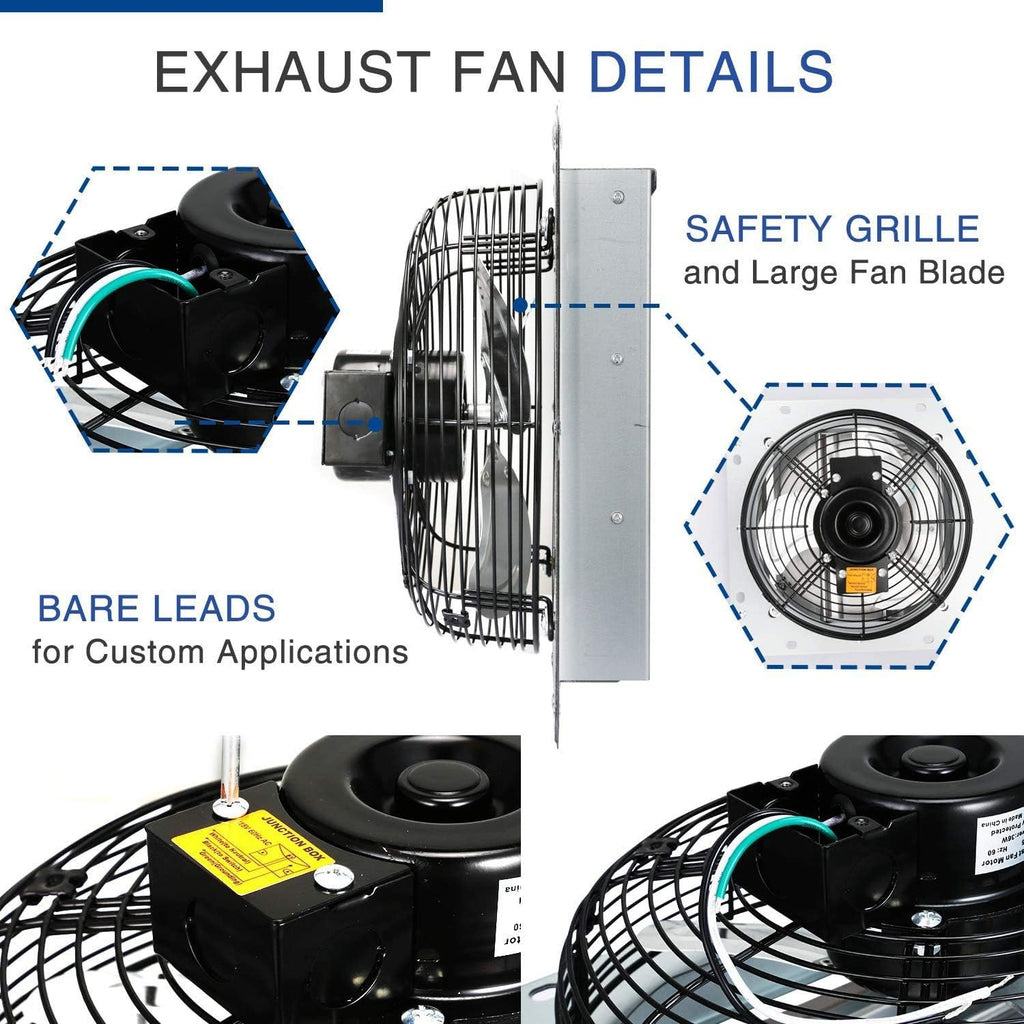 10 Inch Shutter Exhaust Fan Aluminum, 1650RPM, 820CFM, Silver M77639