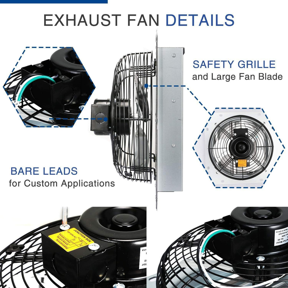 10 Inch Shutter Exhaust Fan Aluminum, 1650RPM, 820CFM, Silver M77639