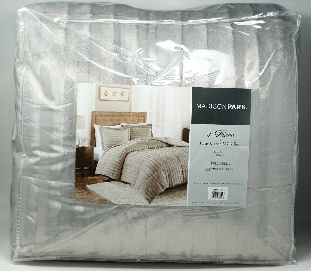 Grey Faux Fur Comforter Mini Set King/Cal King U37918