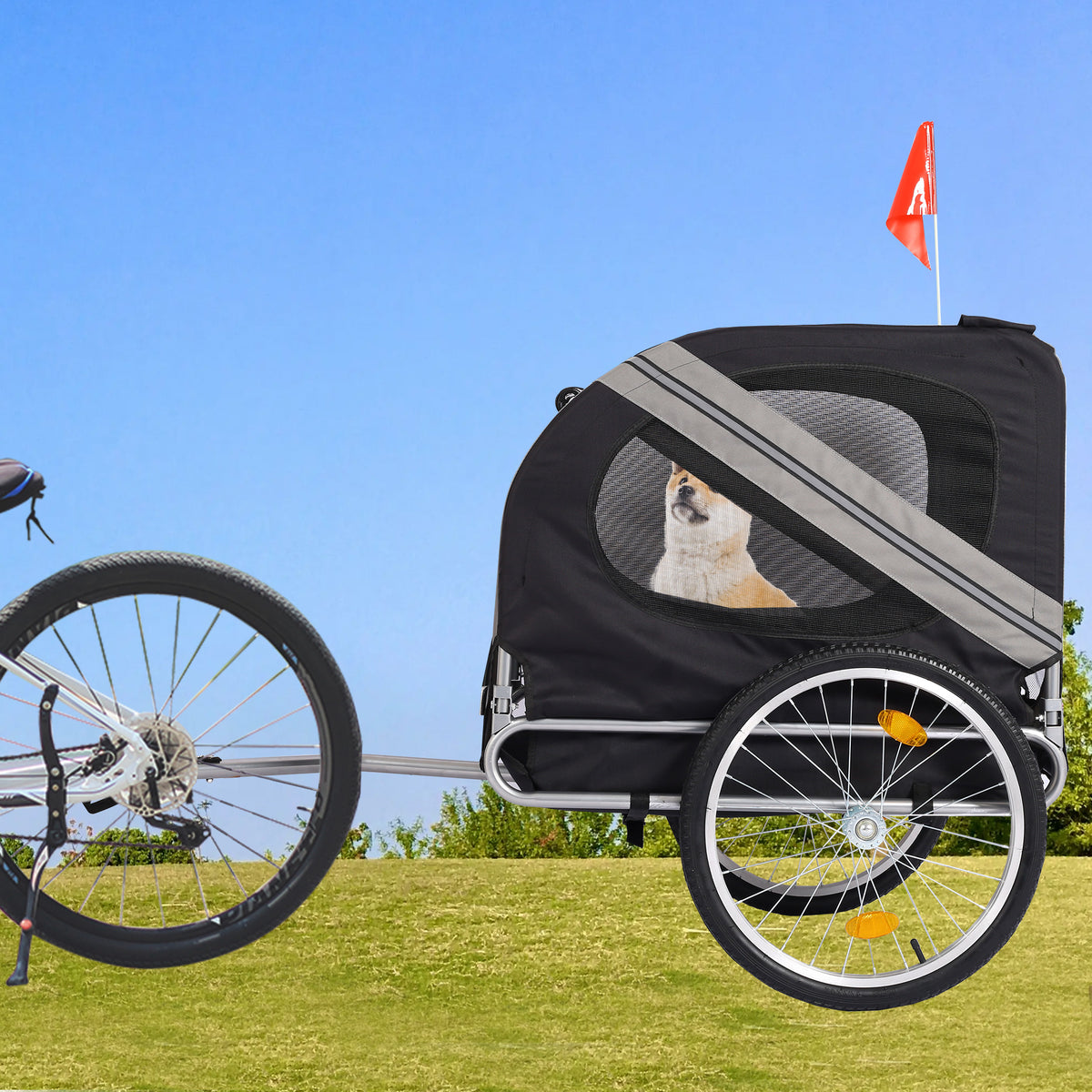 Yellow Foldable Pet Stroller Dog Carrier Bicycle Trailer A256