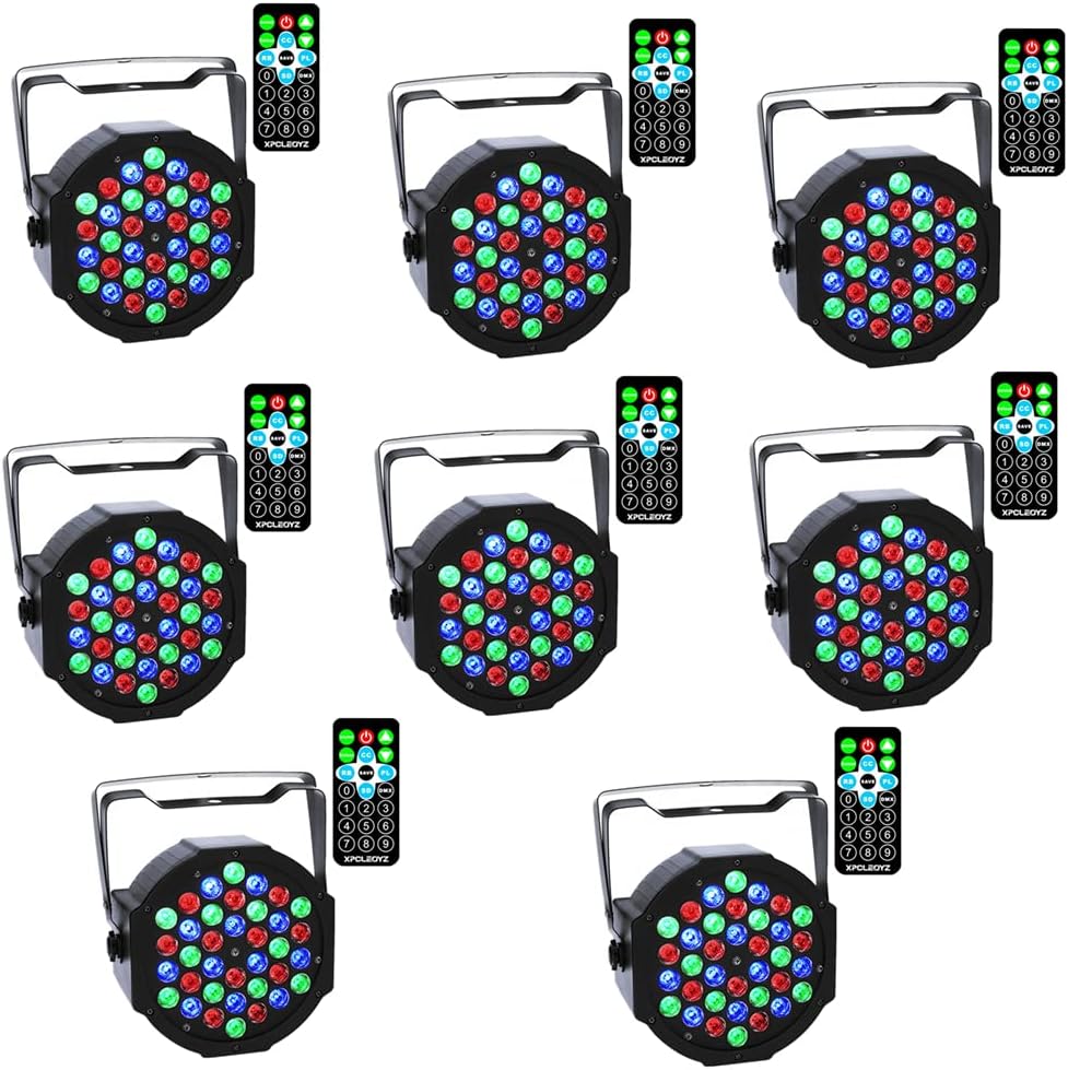 36x3W RGB LED Stage Light with Remote Control (8Pack) X3932