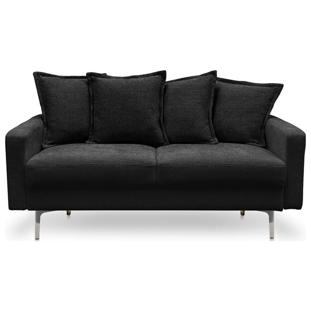 Contemporary 58" Square Arm Fabric Loveseat in Black C260