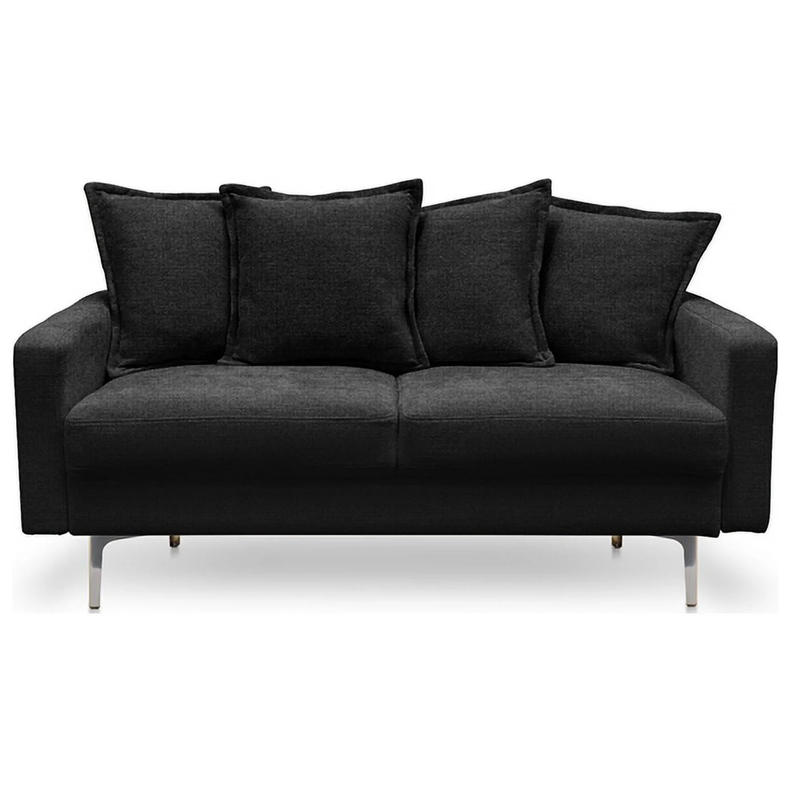 Contemporary 58" Square Arm Fabric Loveseat in Black C260