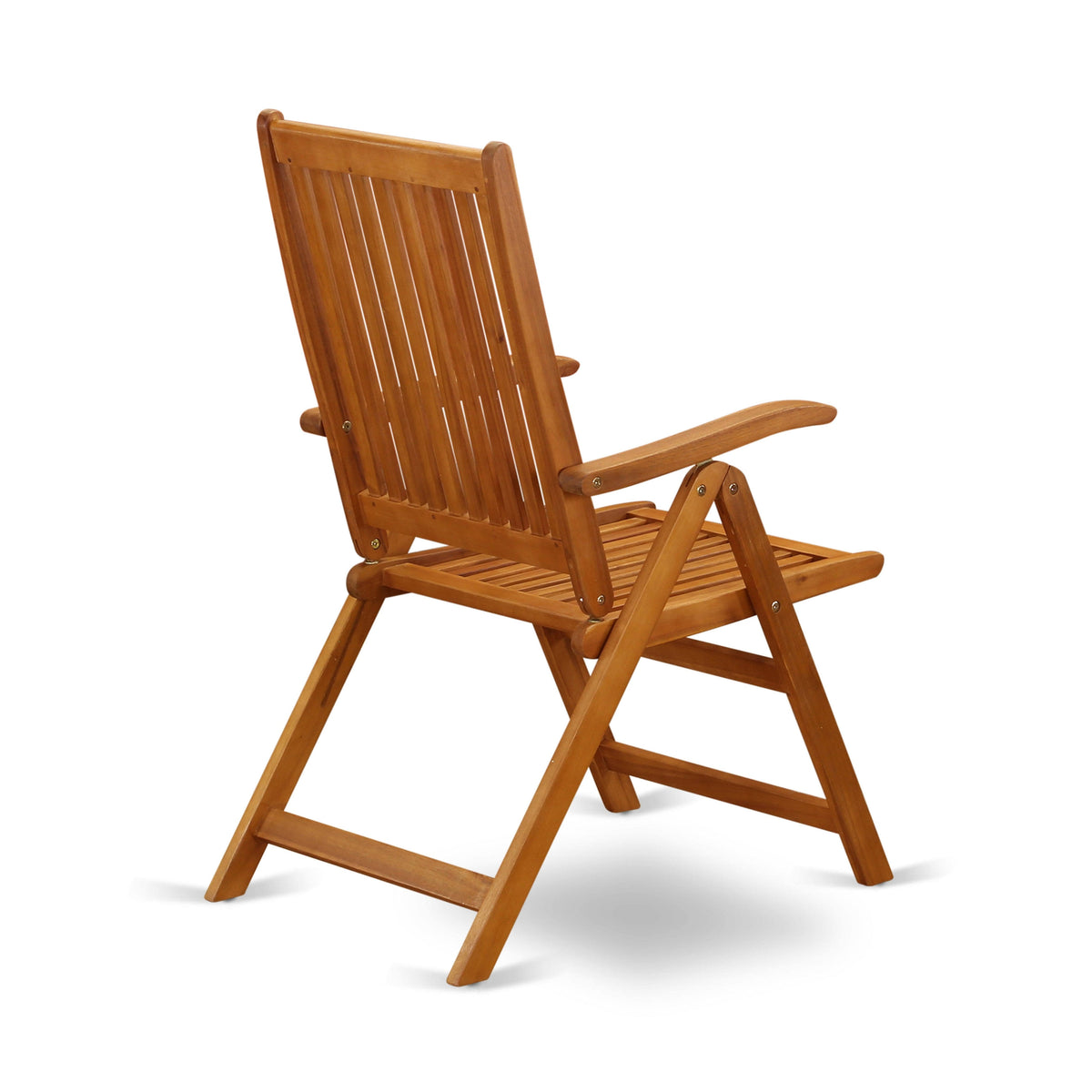 5 Position Outdoor Folding Arm Chair Set of Two Solid Acacia Wood X741