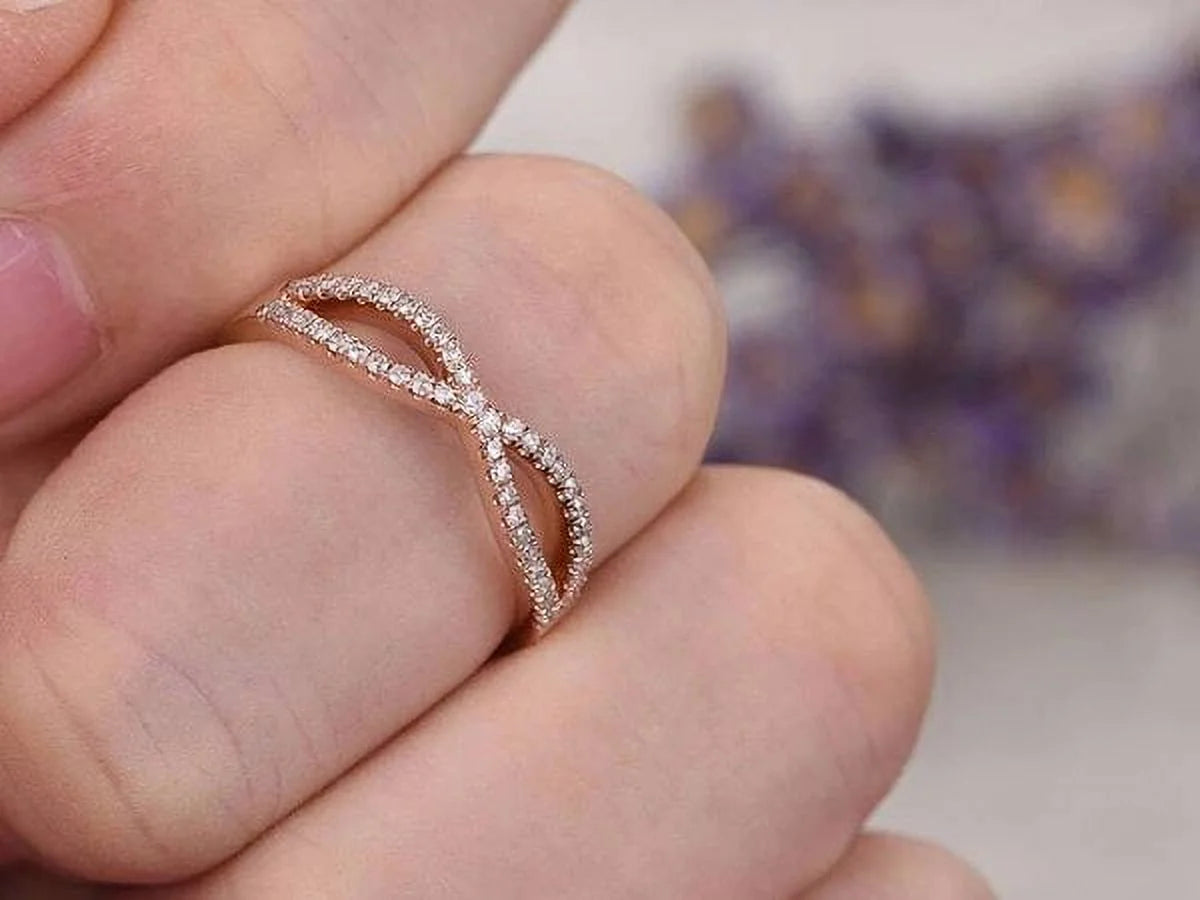 .15 ct Diamond Twisted Stacking Ring in 10K Rose Gold P5907