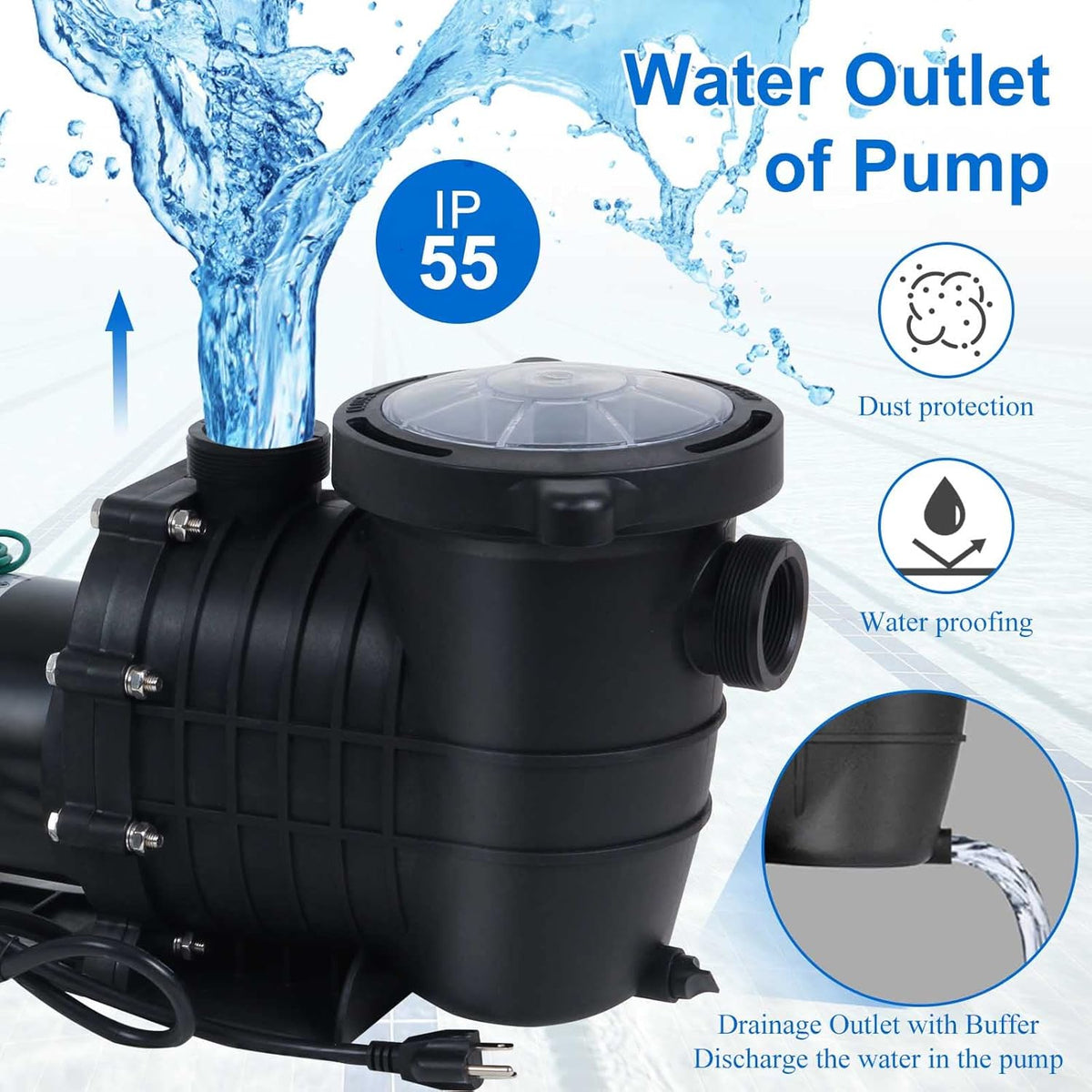 2HP Dual Volt Pool Pump with Strainer I92112