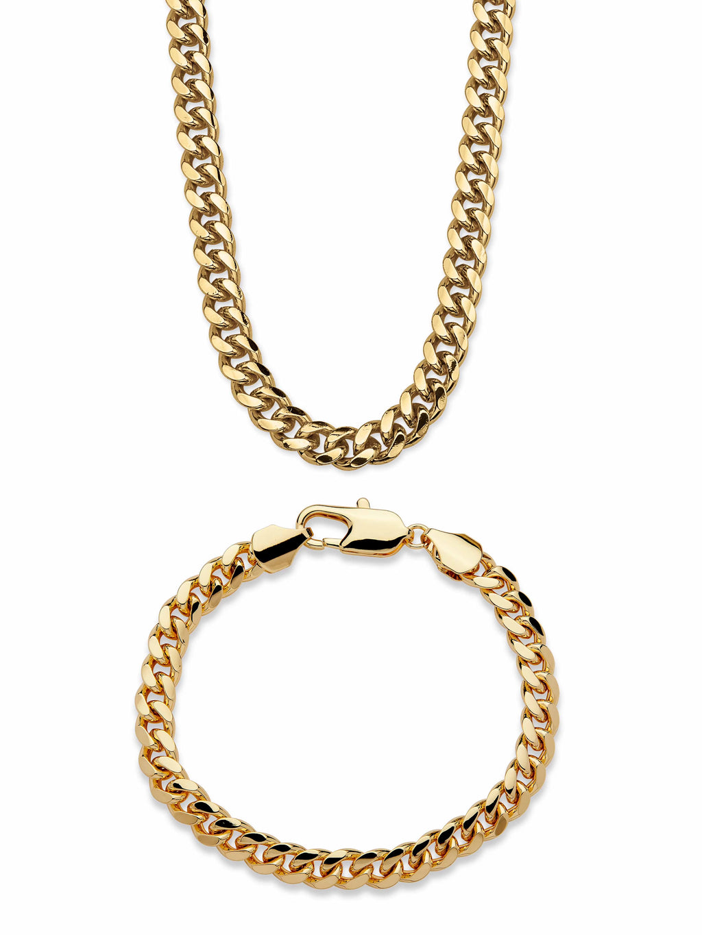 10.5 mm Curb-Link Bracelet and Chain Necklace 2-Piece Set I389244