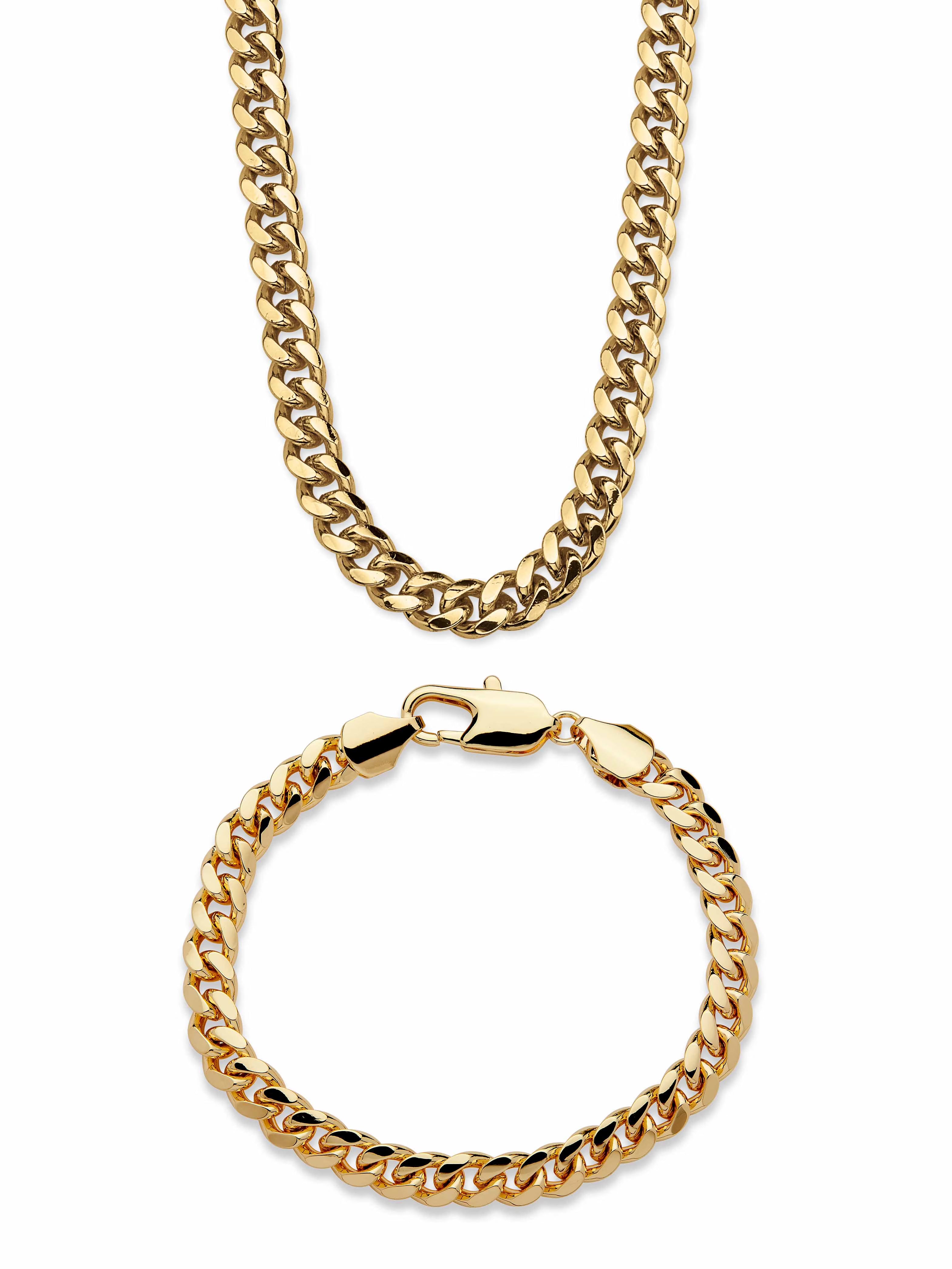 10.5 mm Curb-Link Bracelet and Chain Necklace 2-Piece Set I389244