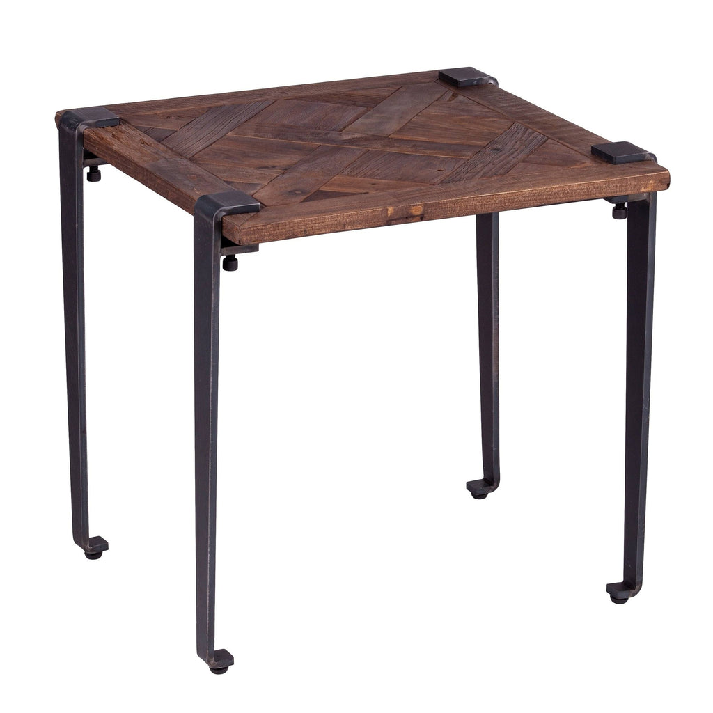 Square Metal and Reclaimed Wood End Table V879472