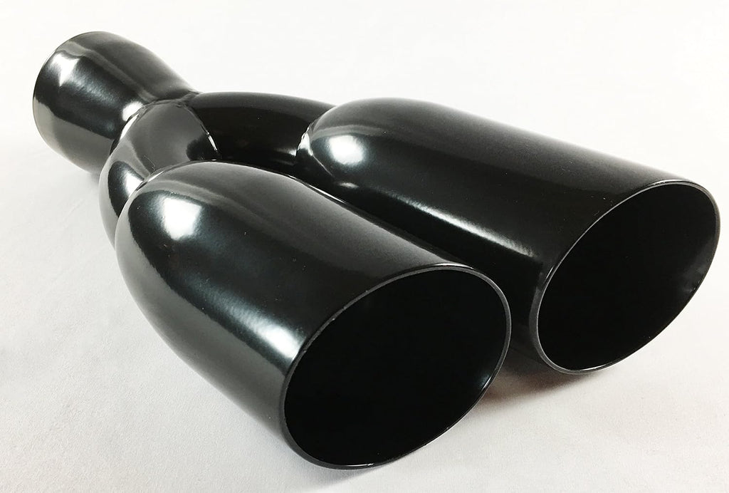 Black Stainless Steel Dual Round Slant Angle Exhaust Tip G4193