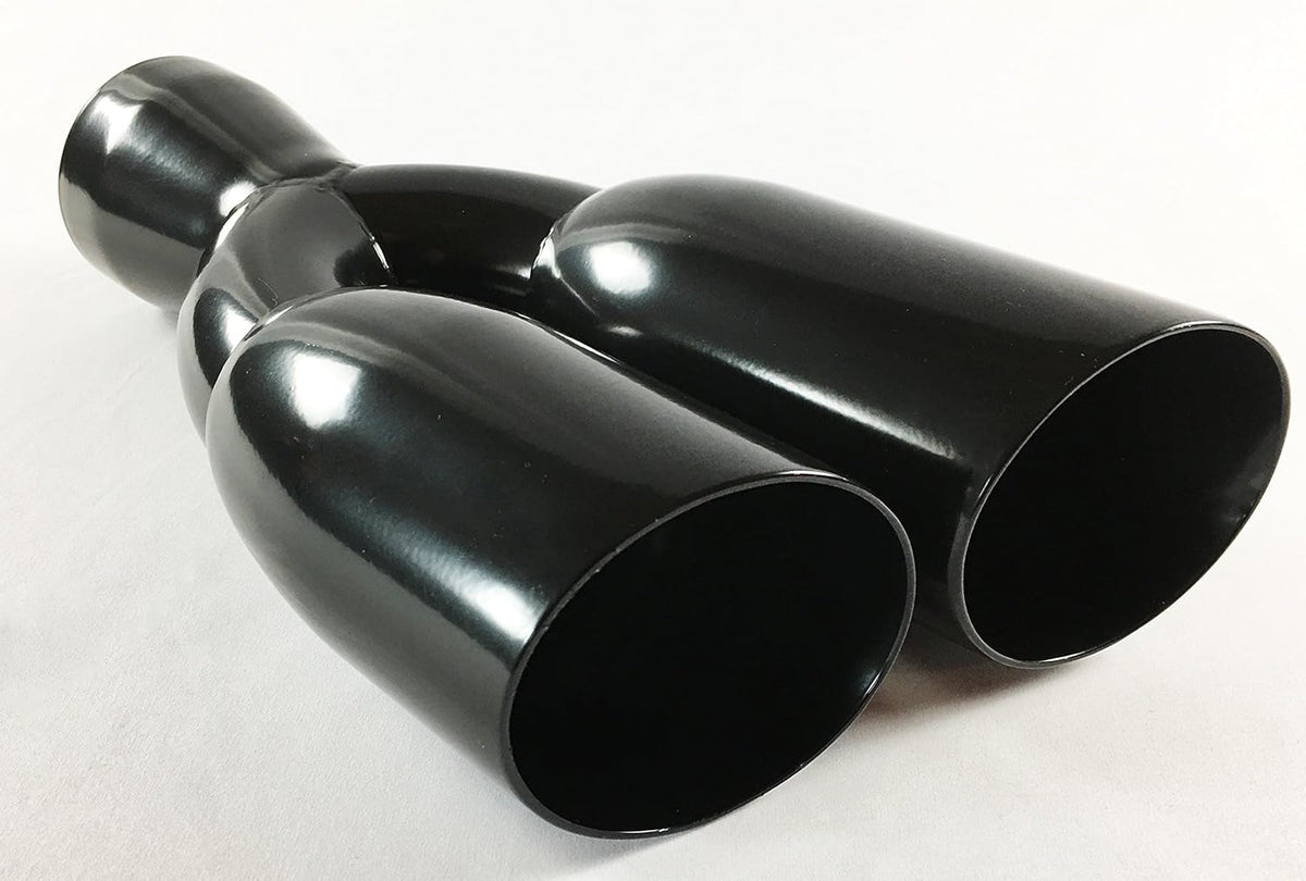 Black Stainless Steel Dual Round Slant Angle Exhaust Tip G4193